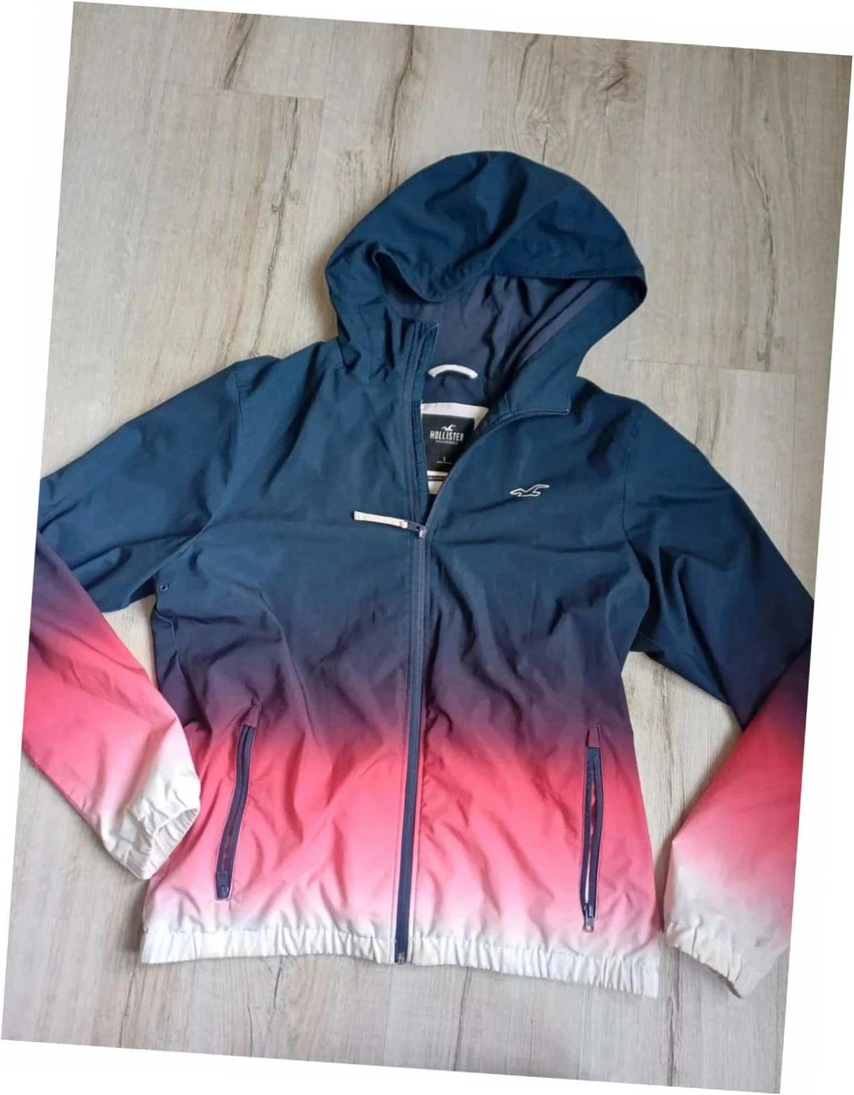Veste Coupe-vent Hollister Dégradé Bleu Marine à Rose (Taille L)
